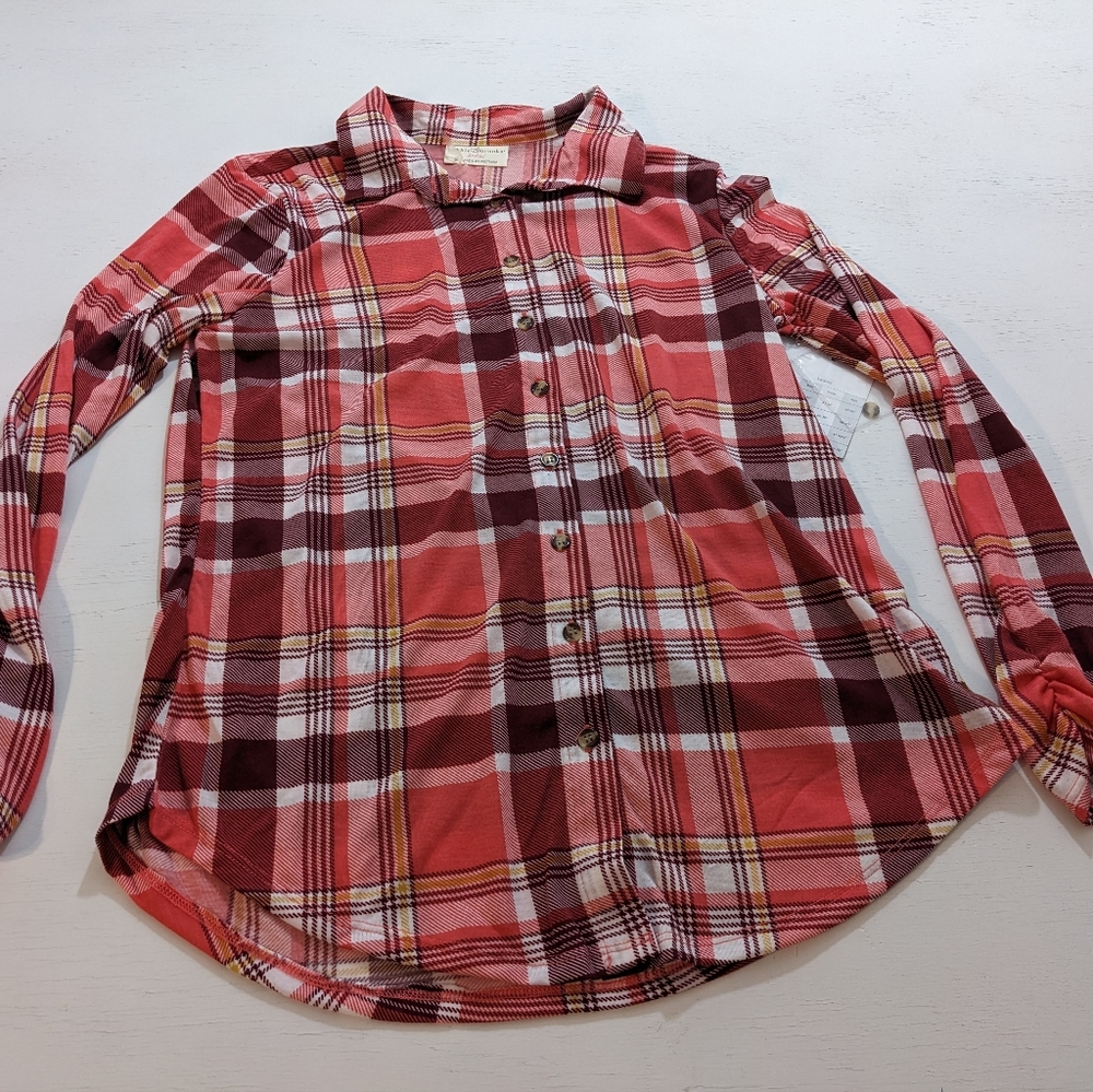 Bobbie Brooks Woman's Super Soft Plaid Long Sleeve Button-Front Shirt - Size: S.